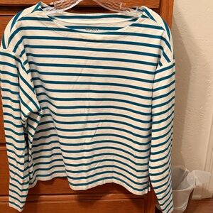 Old Navy Teal and White Striped Top